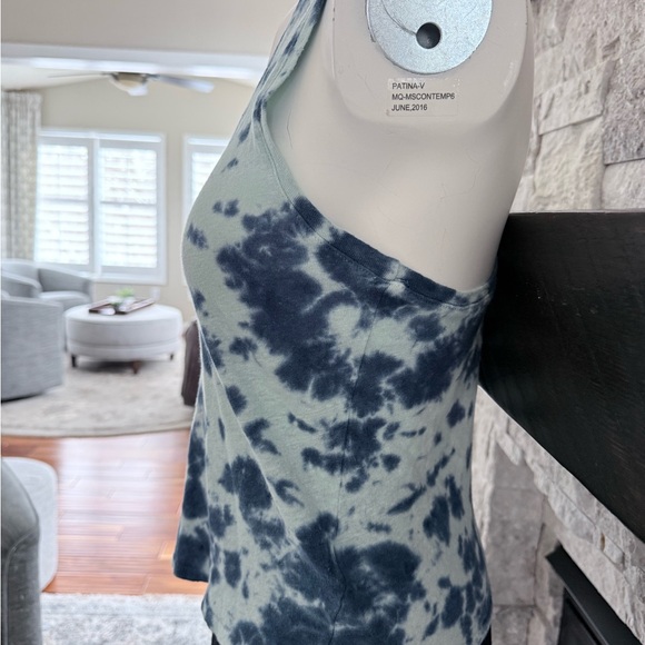 MOTHER Scoop Racerback Tank Size S Blue Tie Dye Stretch Beach Summer - Picture 4 of 13